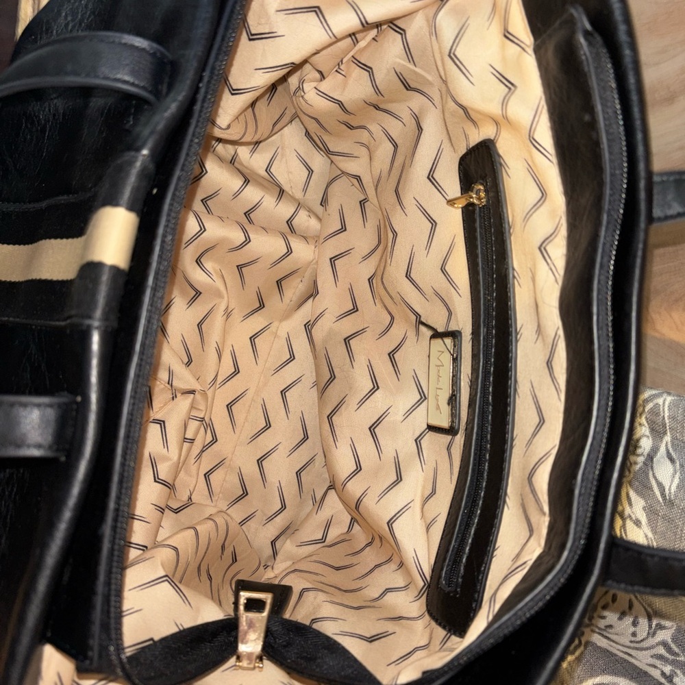 Moda Luxe Black Tote with Beige Center Stripe - Picture 10 of 13